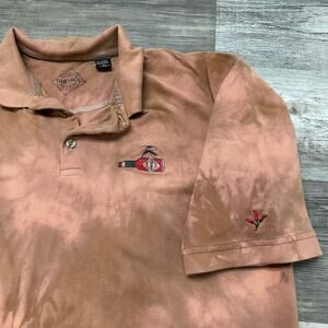 Vintage Tabasco Hot Sauce Tie Dye Tan Mens Large Short Sleeve Pique Polo Shirt